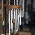Small wood and metal wind chime on display in Cincinnati, OH