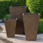Copper-colored lightweight planters with modern rectangular design